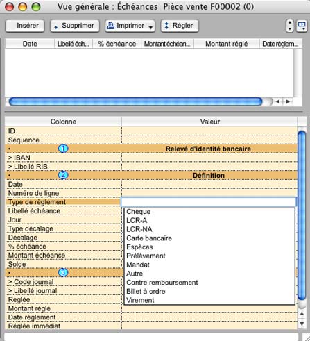 logiciel mac 8sens gestion commerciale : la gestion des échéances