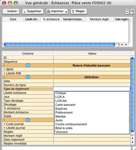 logiciel mac 8sens gestion commerciale: la gestion des échéances