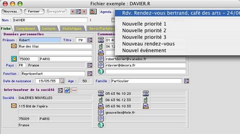 Ciel Professionnel indpendant Mac : RDV de la fiche client