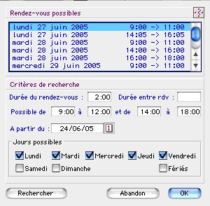 Ciel professionnel indpendant Mac: la recherche de RDV