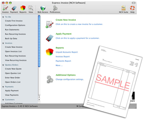Express invoice, logiciel de facturation pour Mac