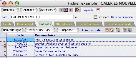 Les diffrents contacts dans Ciel professionnel indpendant Mac