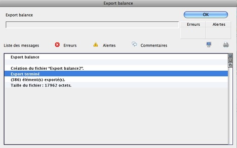 Exportation de la balance  partir de Ciel Compta Mac