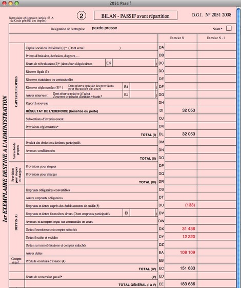 Liasse fiscale produite automatiquement et modifiable