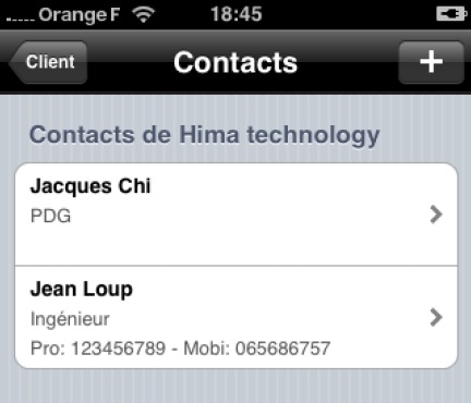 Contacts du client Contacts du client