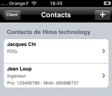 Contacts du client