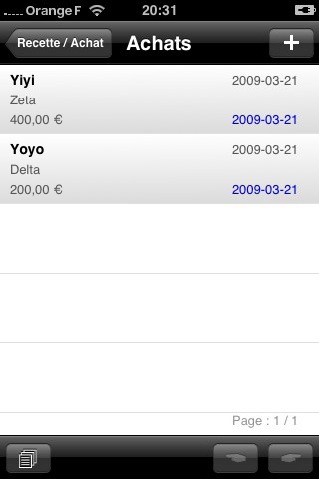 Liste des achats Liste des achats