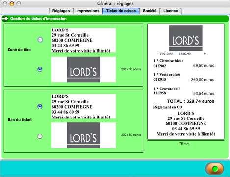 AlphaMag : paramtrage des tickets de caisse