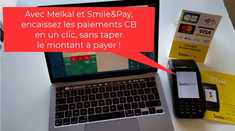 Le TPE de Smile&Pay, un Mac, et Melkal