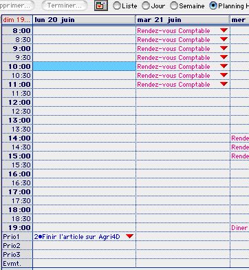 Ciel Professionnel indpendant Mac : zoom sur le planning