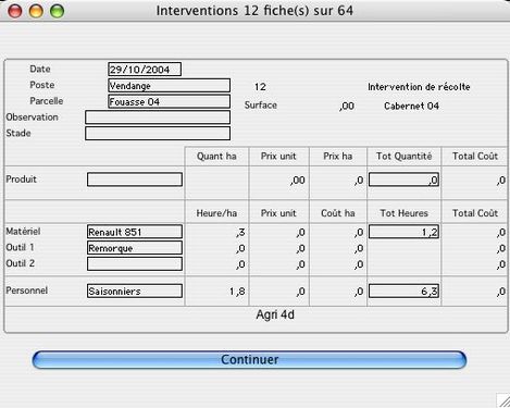 Les interventions dans le logiciel agricole Agri4D