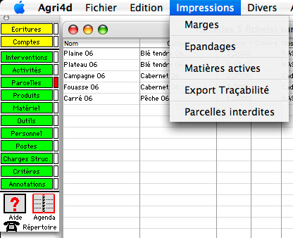 Les parcelles interdites et les produits phytosanitaires dans Agri4D