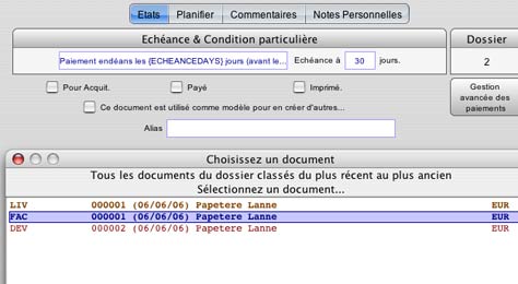 logiciel mac bedesk express facturation: les dossiers