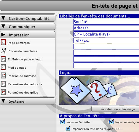 bedesk express facturation: entête et logo