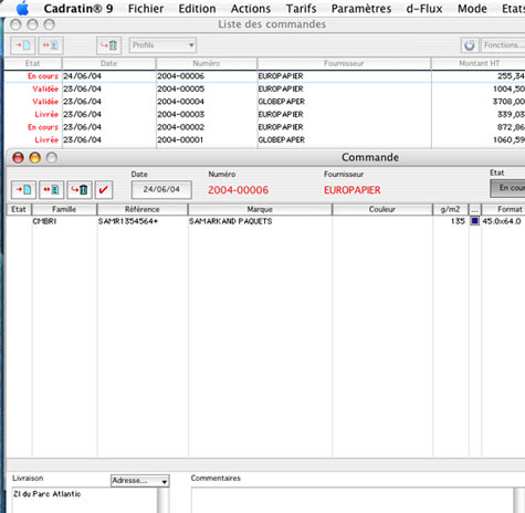 cadratin: les commandes de papier