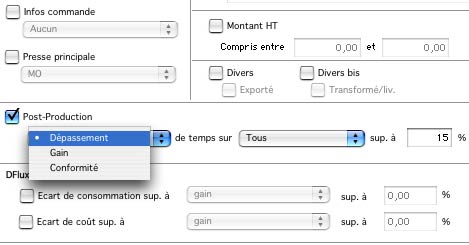 cadratin: enregsitrement des écarts de production