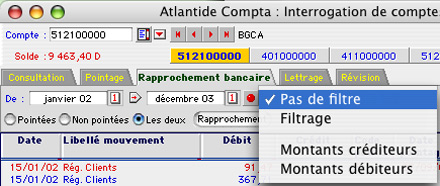 ciel compta mac: les filtres