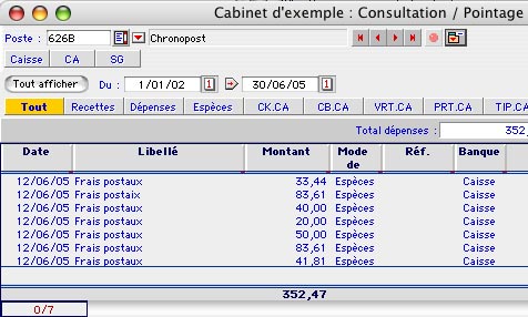 ciel compta librale mac: consultation d'un poste