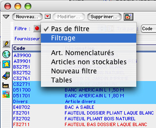 ciel gestion commerciale mac : le filtrage