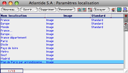 Liste des cartes gographiques dans Ciel Gestion Commerciale Mac *