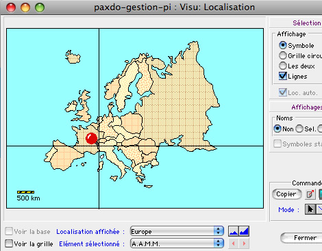 Localisation gographique sur la carte d'Europe dans Ciel Gestion Commerciale Mac *