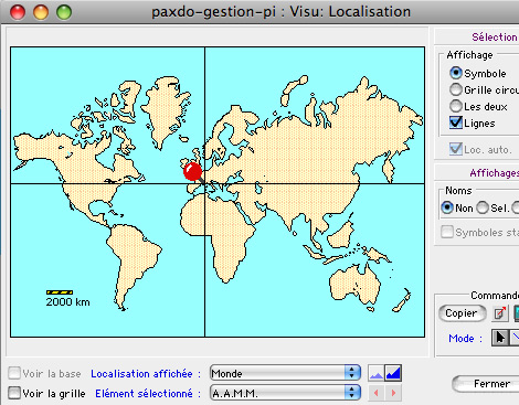 Localisation gographique sur la carte du monde dans Ciel Gestion Commerciale Mac *