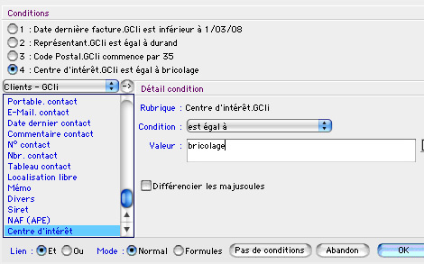 Filtrage de clients avec Ciel Gestion Commerciale Mac *
