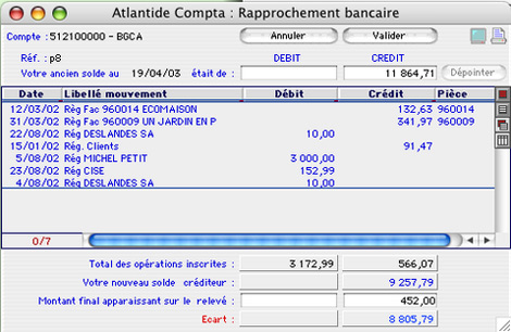 Rapprochement bancaire dans Ciel Gestion Commerciale Mac *