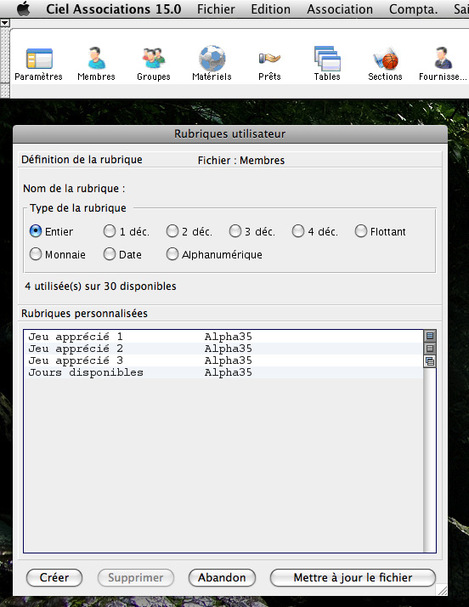 Ciel Associations Mac: Personnalisation des fiches d'adhrents (3) -- 28/11/08