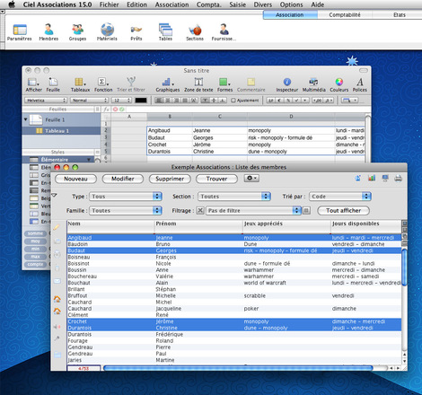 Exportation de la slection du tableau dans un tableur de type Excel