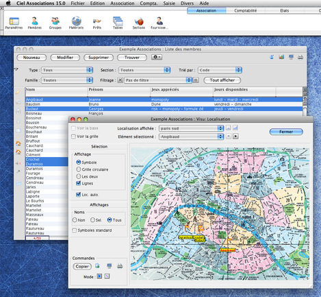 Localisation d'une slection d'adhrents d'une association sur une carte gographique