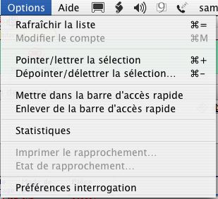 Ciel Compta Mac: le menu 