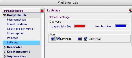 Les prfrences de lettrage dans Ciel Compta Mac