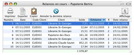 logiciel mac cogilog gestion : les relances