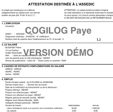 attestation unedic dite par cogilog paye pro