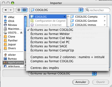 logiciel cogilog compta: l'import des donnes