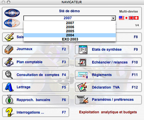 Six exercices comptables consultables