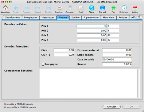 Tarifs clients dans Easy Contacts