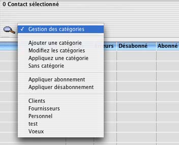 logiciel mac emailink : les catégories de contacts