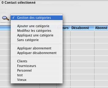 logiciel mac emailink: les catégories de contacts