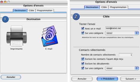 logiciel mac emailink: envoi d'un mailing postal