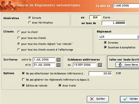 EquaCompta: Saisie de rglement automatique - Prlvements - Fichier bancaire Etebac (11) -- 15/08/06