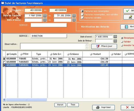 suivi de facture fournisseur dans equacompta