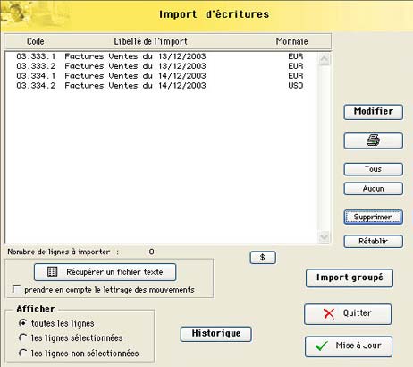 logiciel de comptabilité equacompta: l'import d'écritures