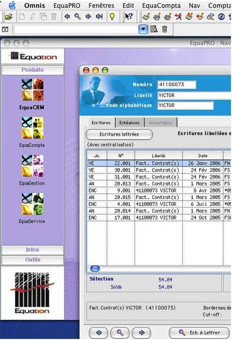 logiciel mac equacompta: menu equapro