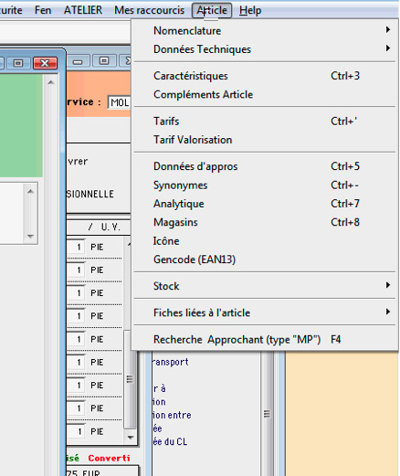 EquaProduction * : Menu regroupant toutes les fonctionnalits spcifiques  une fentre (9) -- 25/11/08