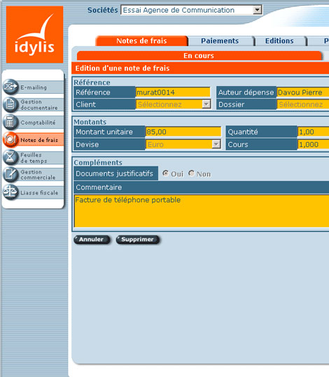 Idylis Notes de Frais PME