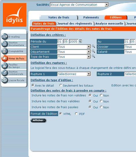 Idylis Notes de Frais TPE