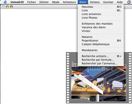 logiciel mac immo image: le menu