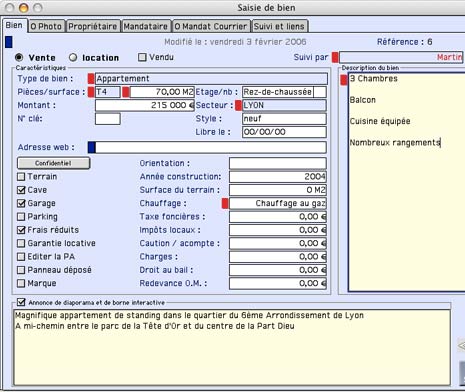 immo image: une fiche client